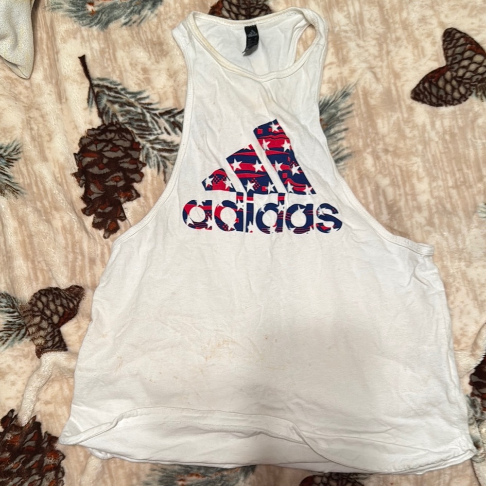 Adidas White Tank Top with Logo